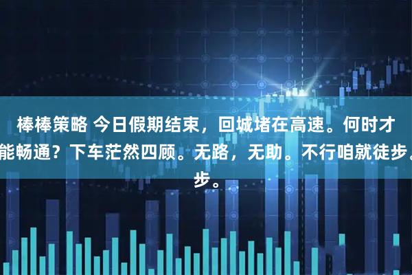 棒棒策略 今日假期结束,回城堵在高速。何时才能畅通?下车茫然四顾。无路,无助。不行咱就徒步。